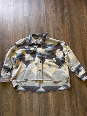 LA MIEL Cream and Brown Aztec Patterned Jacket